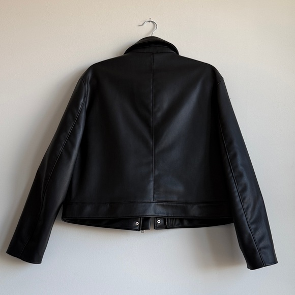 Zara Black Faux Leather Jacket with Silver Accents - Picture 3 of 3